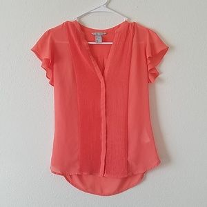 H&M salmon short sleeve button up blouse